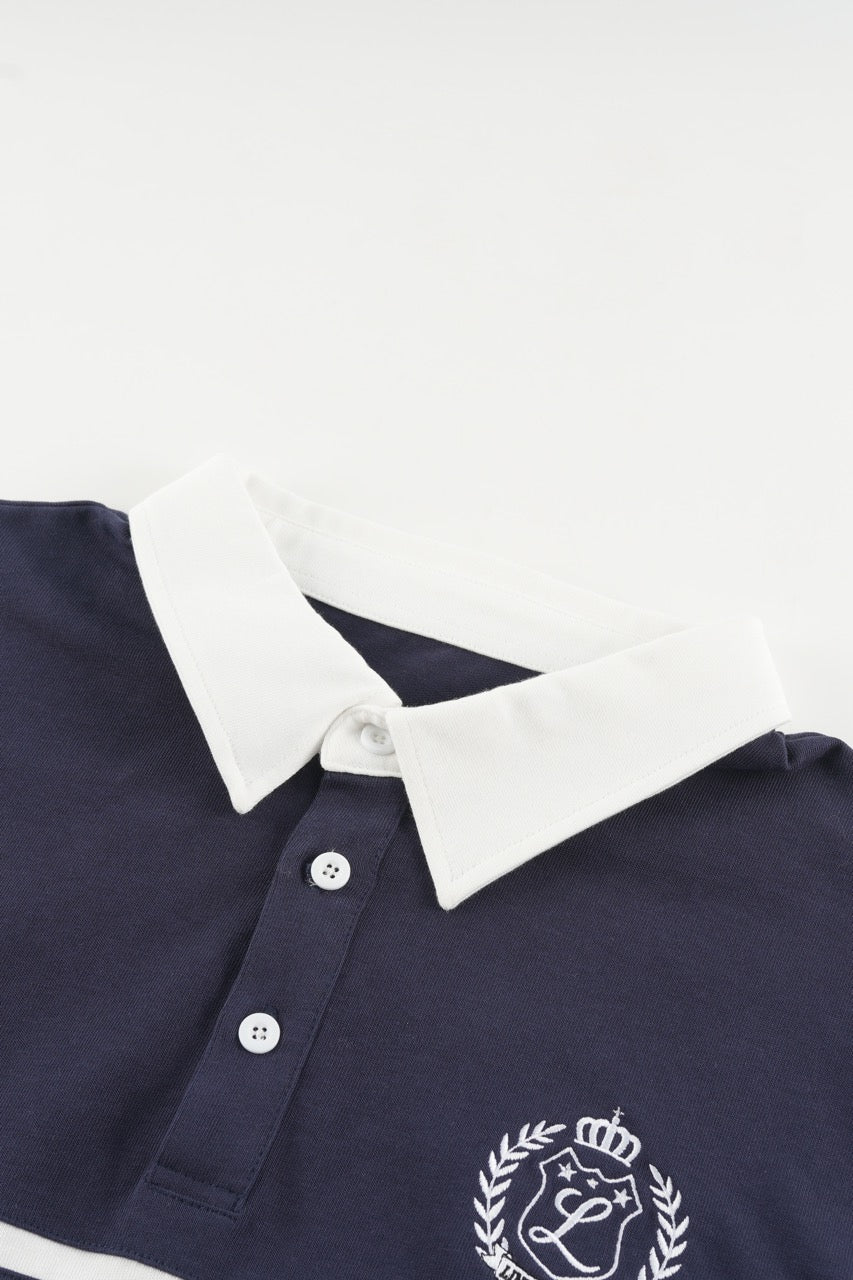 Cropped Rugby Shirt - Navy