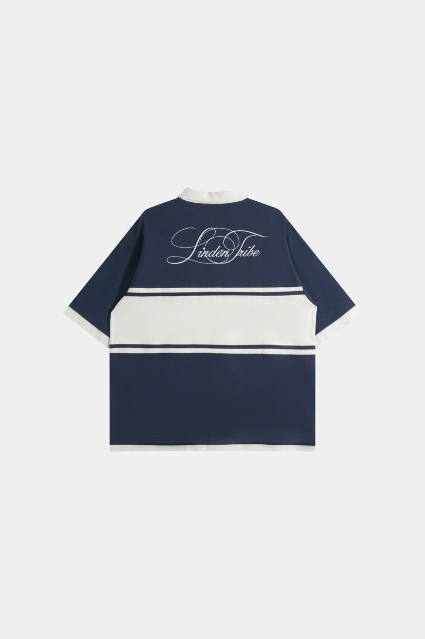 Polo rayé bleu marine