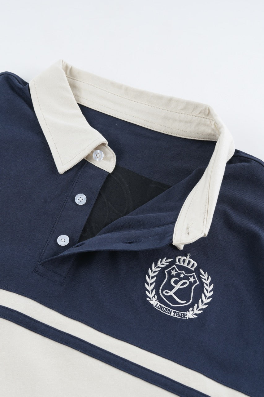 Polo rayé bleu marine