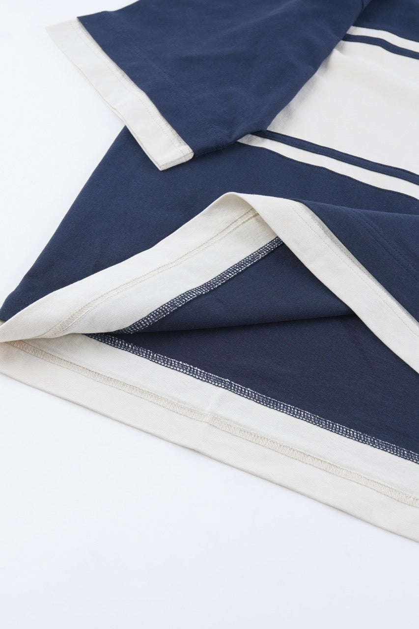 Polo rayé bleu marine