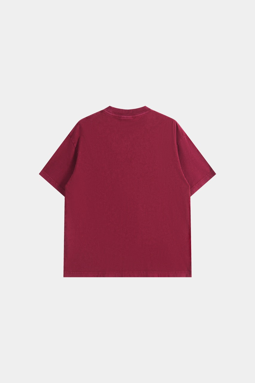 Drop Shoulder T-shirt - Burgundy Red