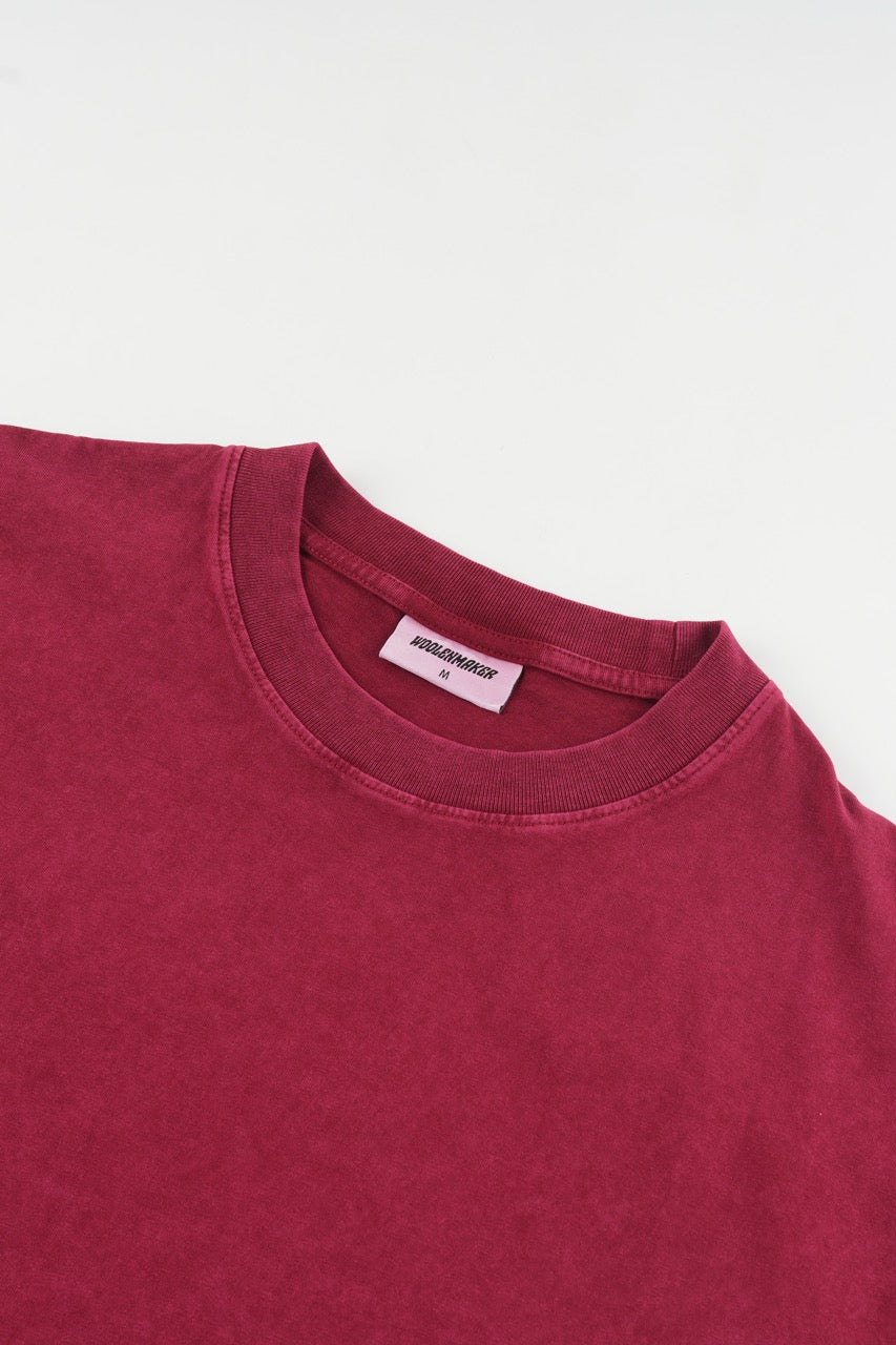 Drop Shoulder T-shirt - Burgundy Red