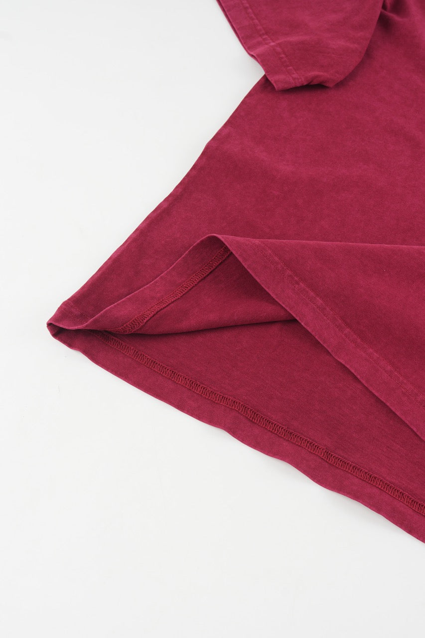 Drop Shoulder T-shirt - Burgundy Red