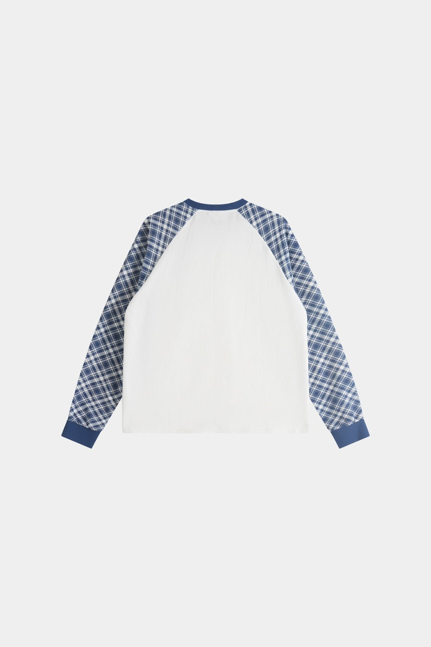 Raglan Waffle Sweatshirt - Plaid
