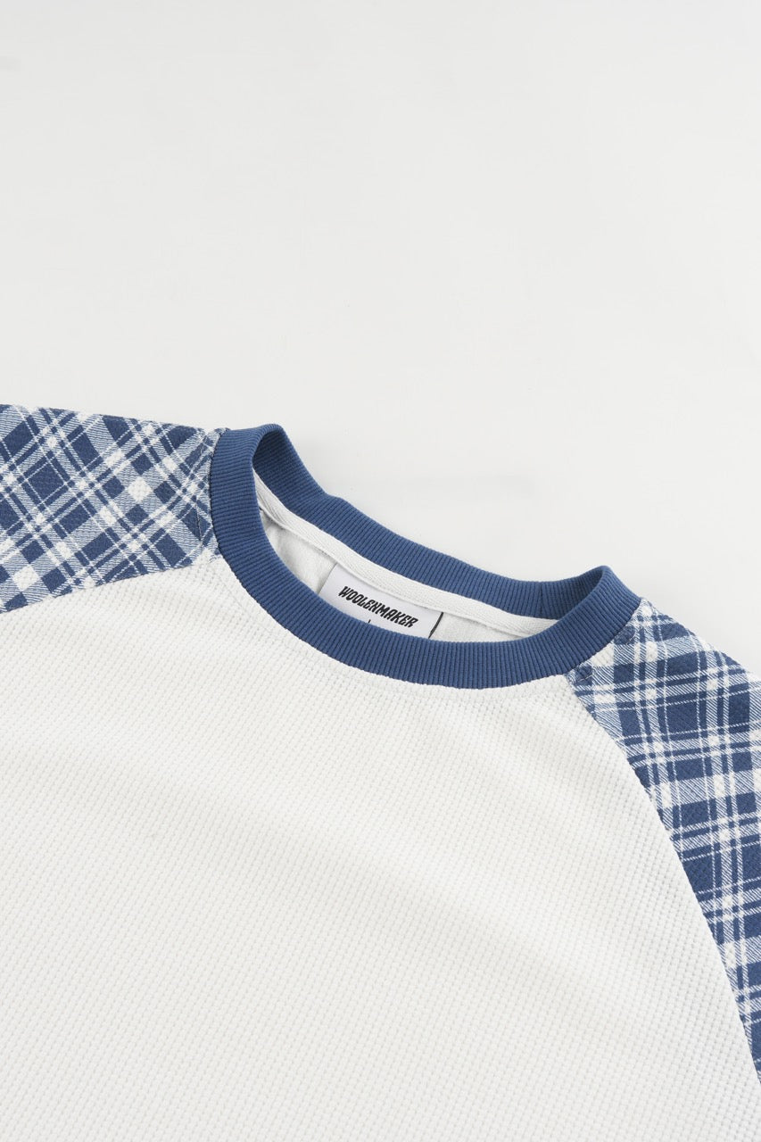 Raglan Waffle Sweatshirt - Plaid