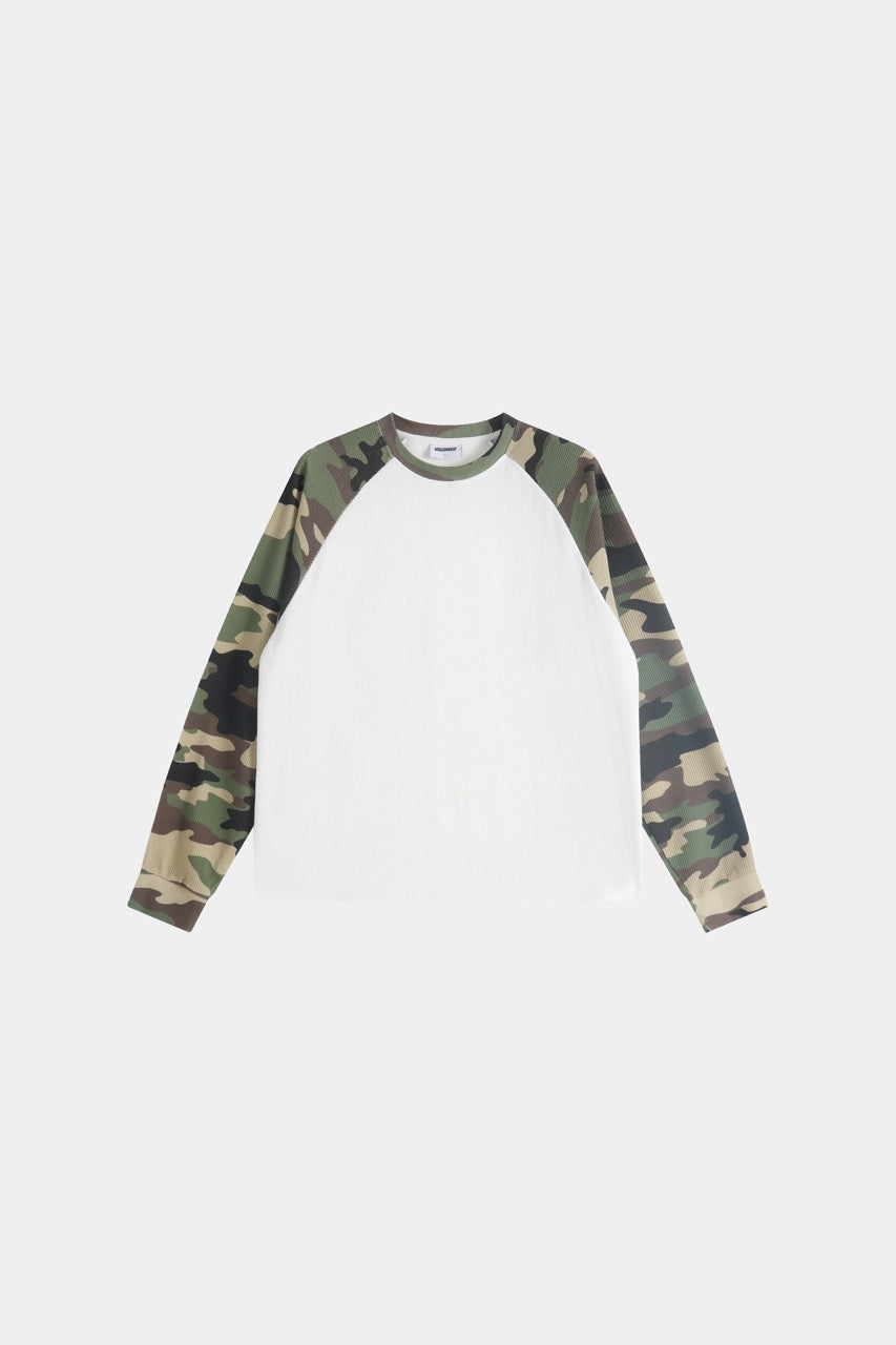 Raglan Waffle Sweatshirt - Camo