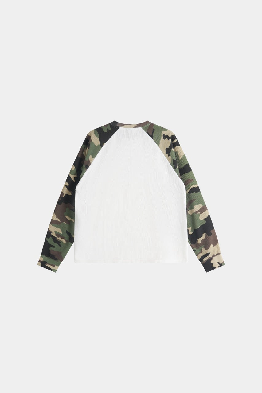 Raglan Waffle Sweatshirt - Camo