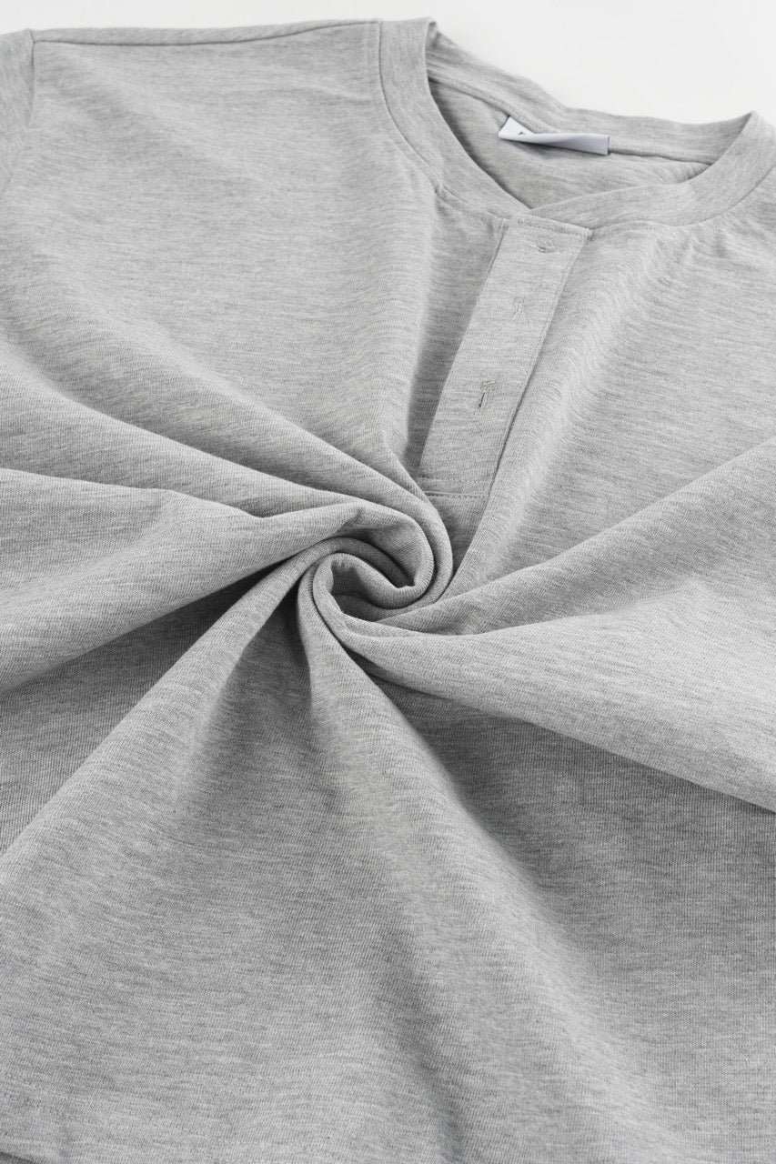 Slub Henley Sweatshirt - Grey
