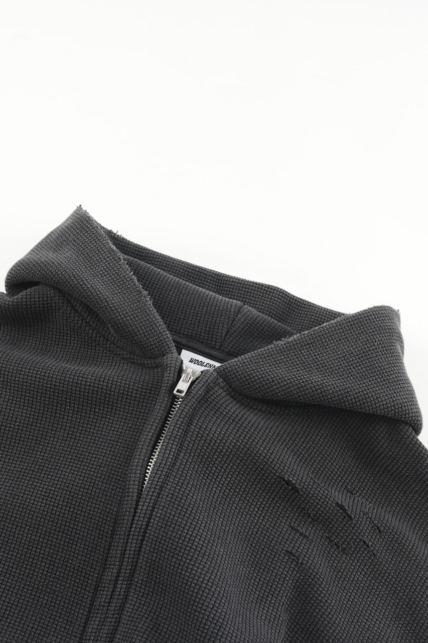 Distressed Waffle Zip up - Vintage