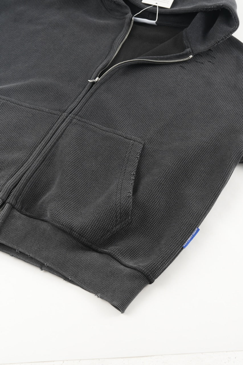 Distressed Waffle Zip up - Vintage