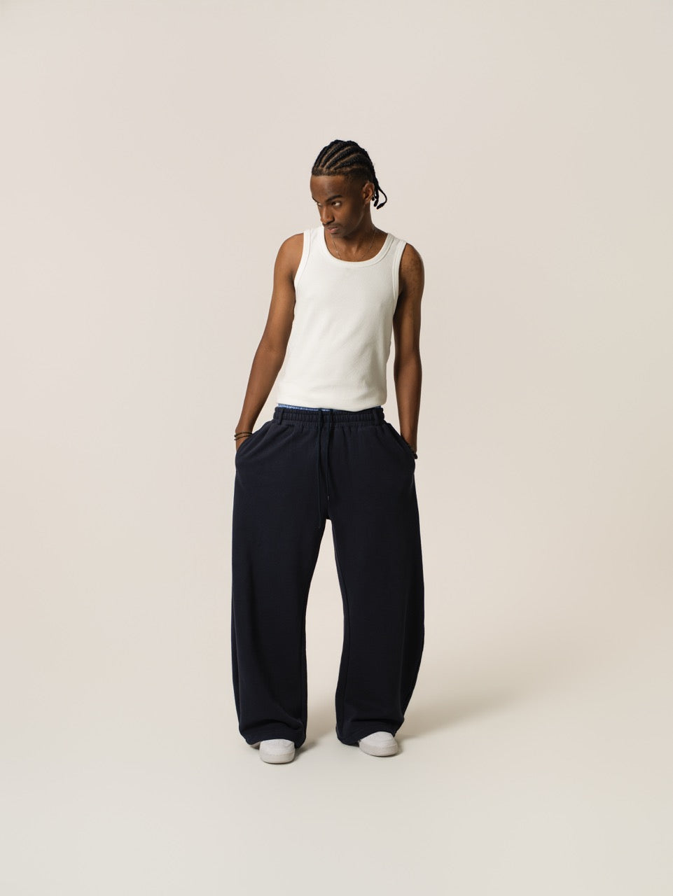 Double Waist Sweatpants - Navy