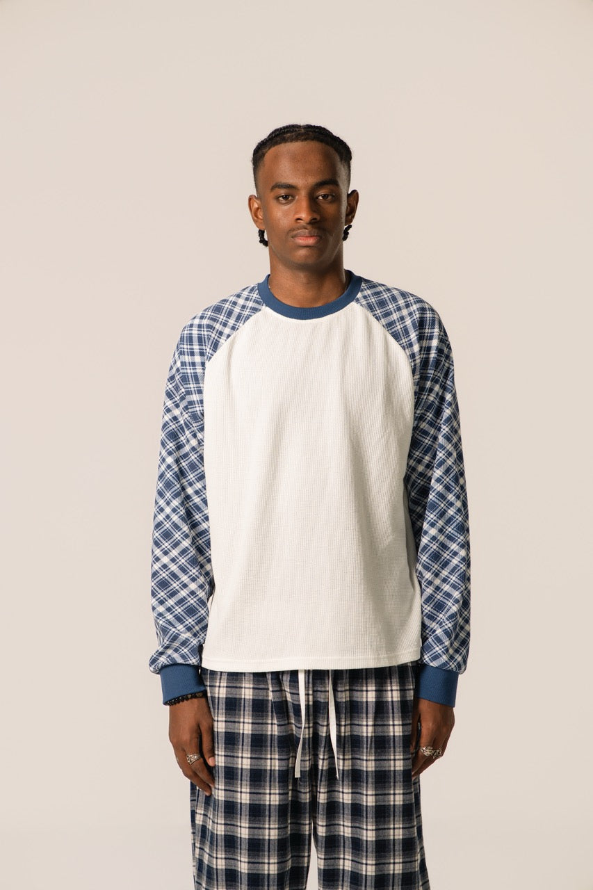 Sudadera raglán de waffle - Cuadros
