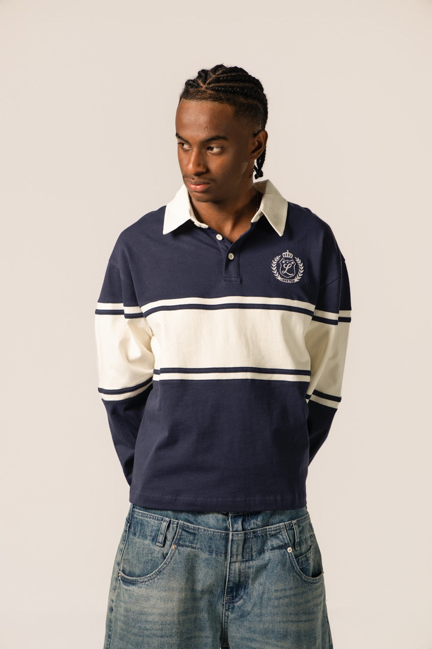 Cropped Rugby Shirt - Navy