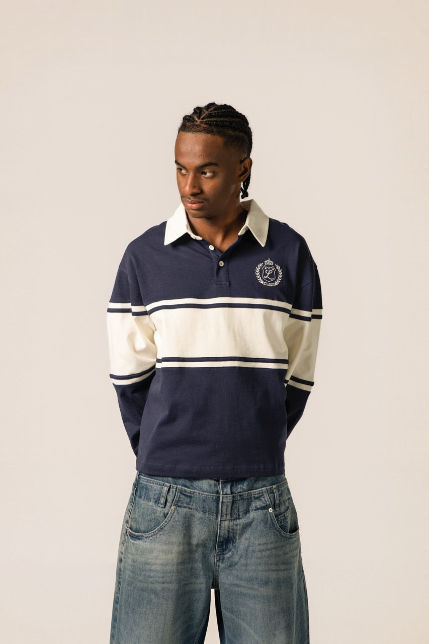 Cropped Rugby Shirt - Navy
