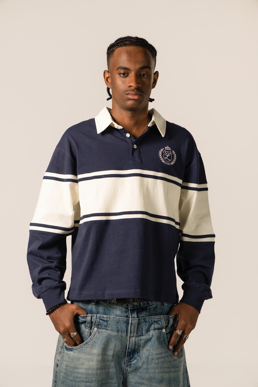 Cropped Rugby Shirt - Navy