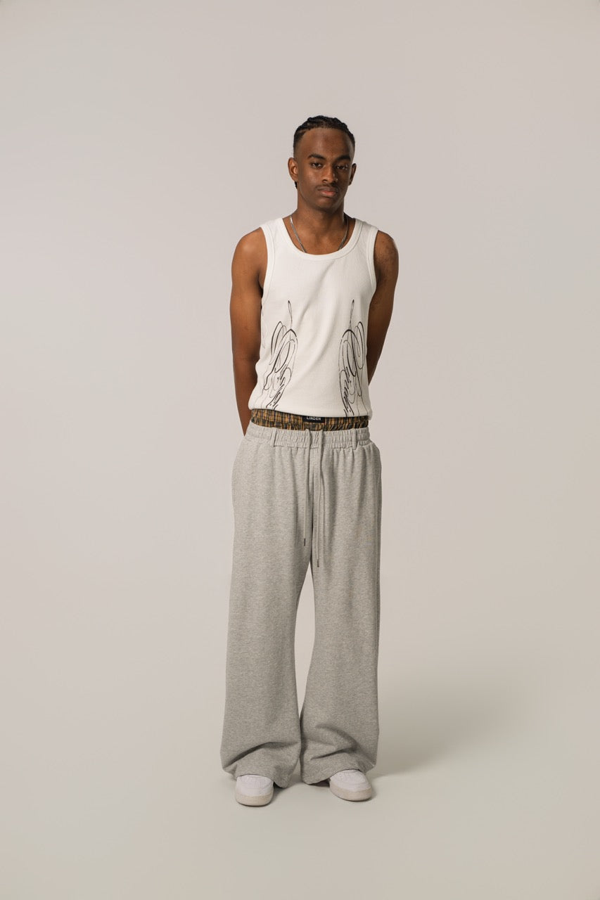 Pantalones deportivos de cintura doble gris