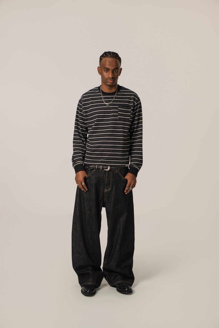 Denim selvedge crudo holgado - Negro