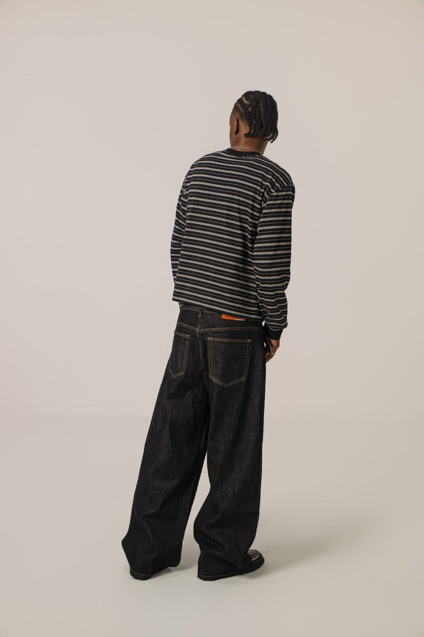 Denim selvedge crudo holgado - Negro