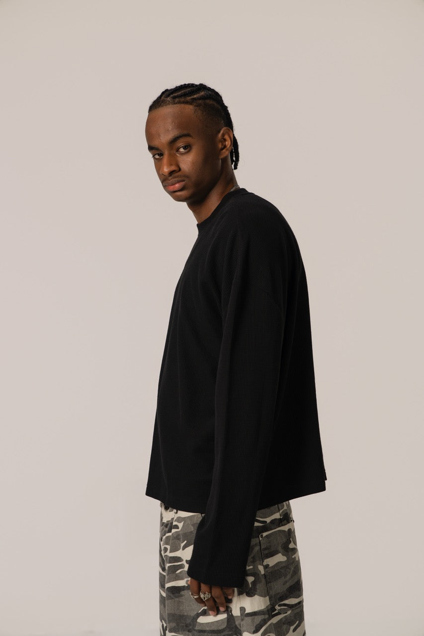 Waffle Sweatshirt Black