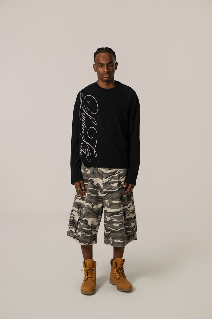 Waffle Sweatshirt Black