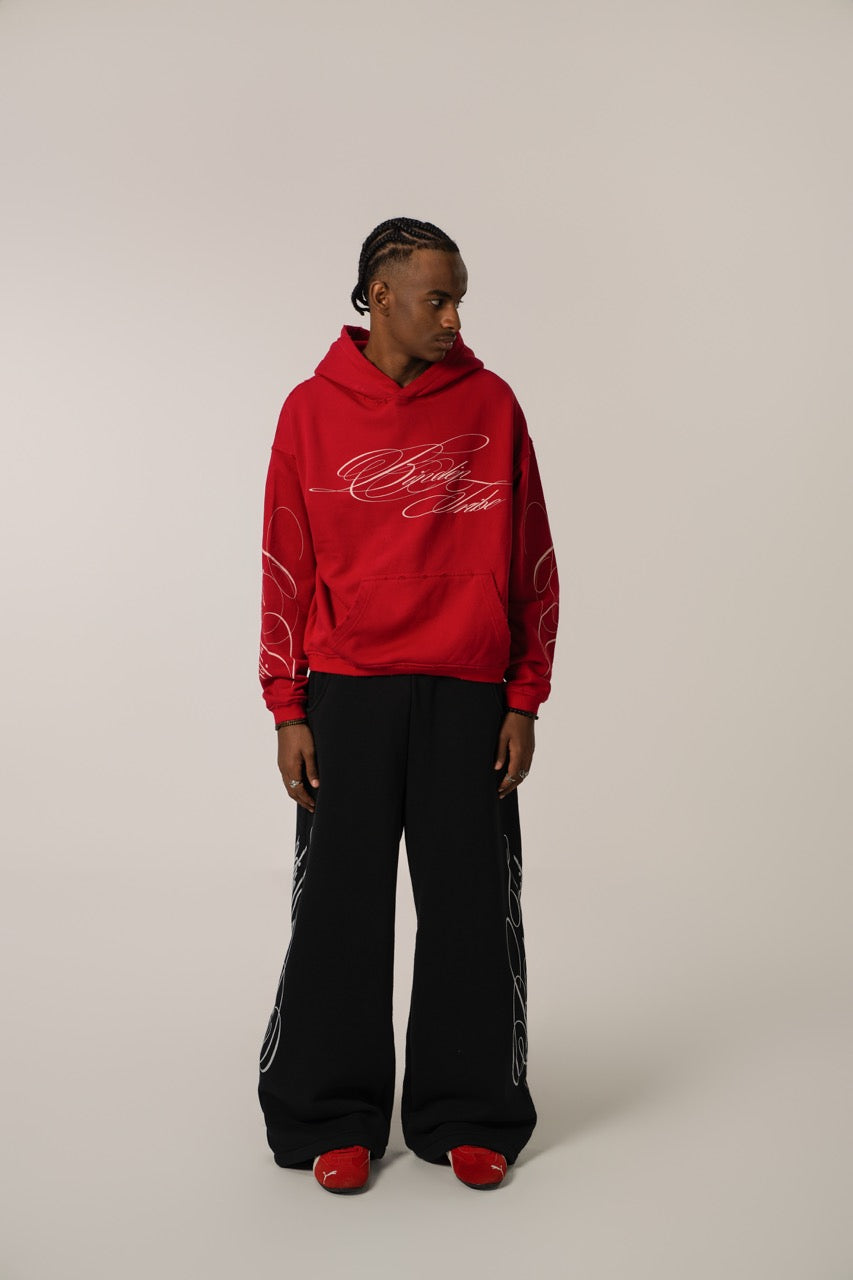 Linden Cropped Hoodie - Red