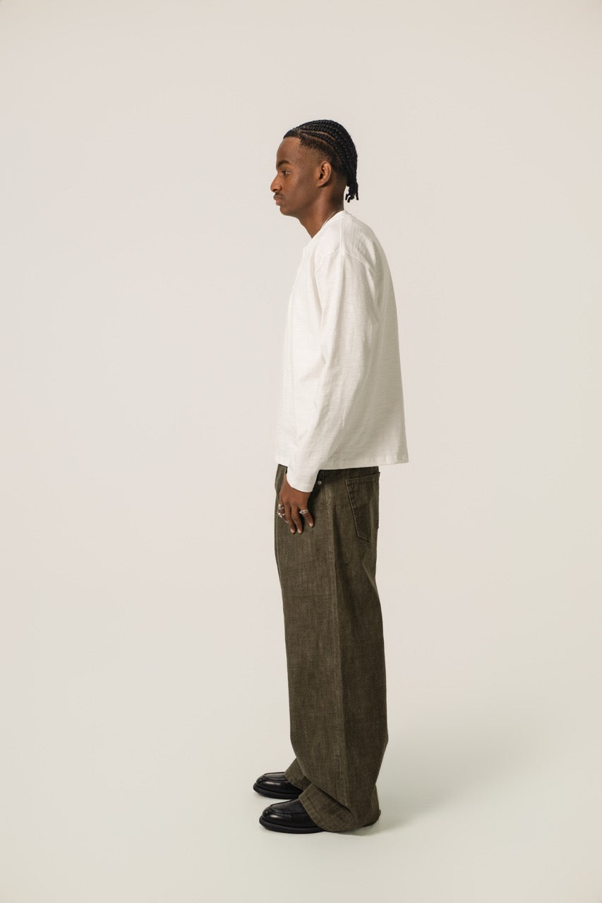 Baggy Raw Selvedge Denim - Olive