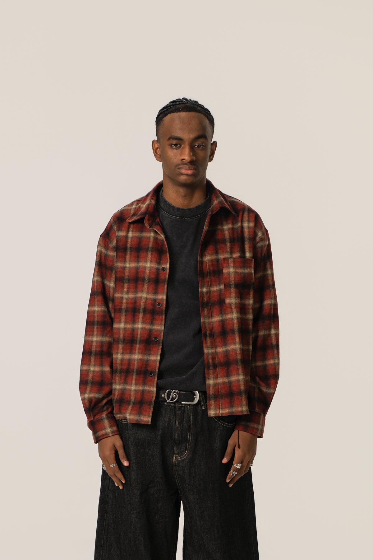 Cropped Flannel - Wine