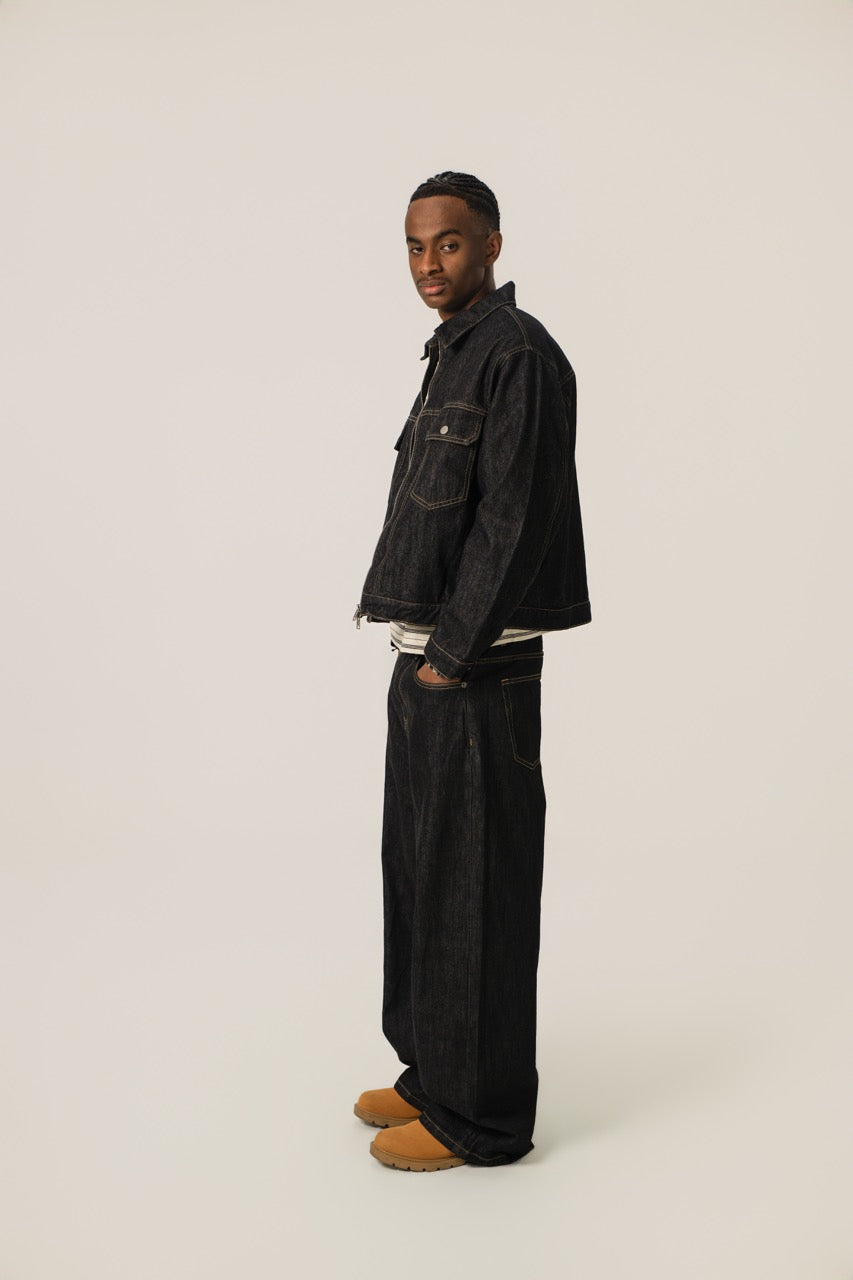 Denim Zip Jacket - Black