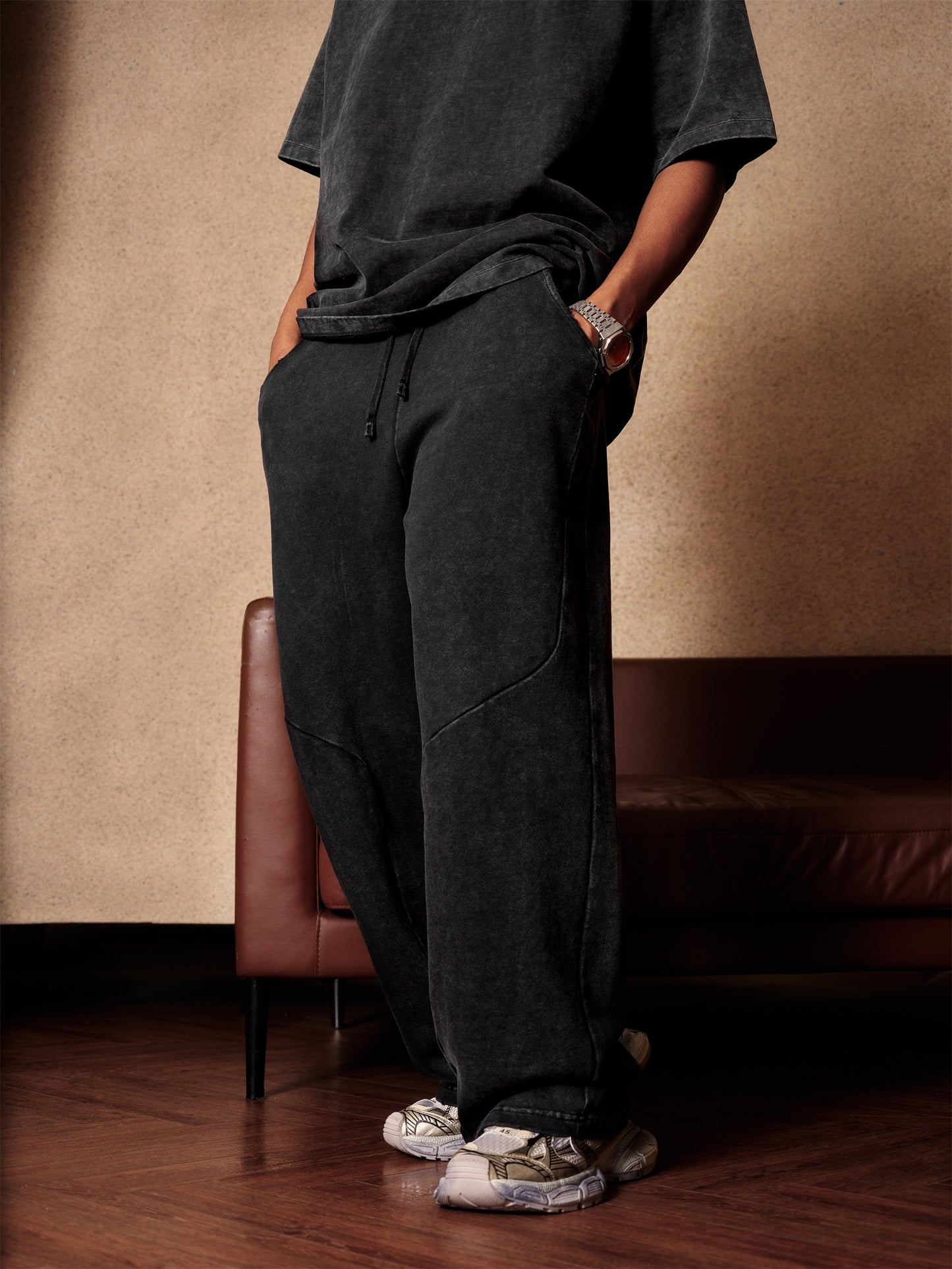 Washed Straight leg denim Sweatpants
