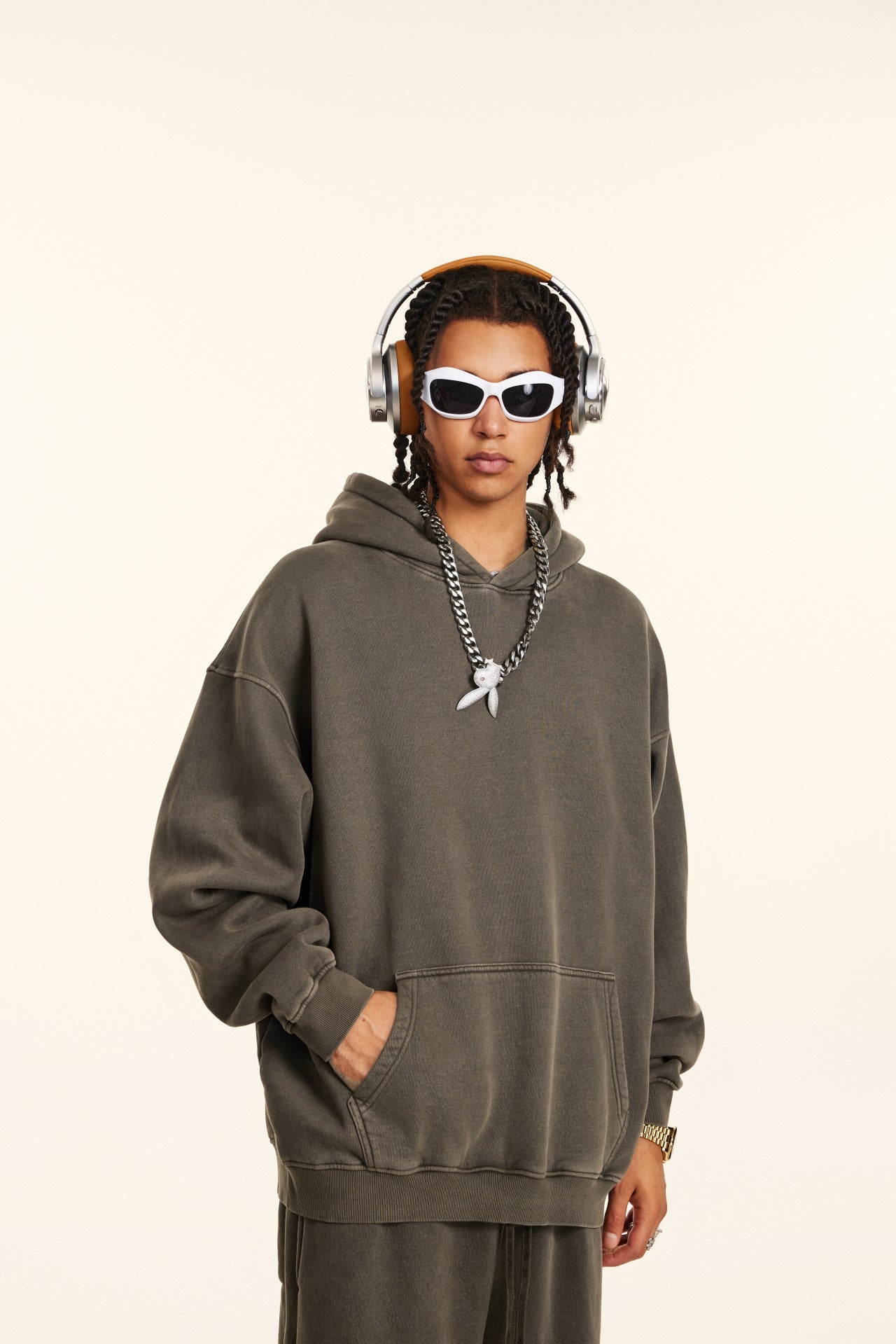 Basic vintage hoodie Coffee