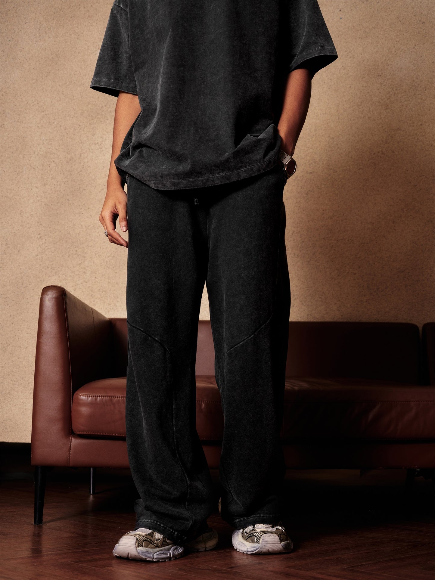 Washed Straight leg denim Sweatpants
