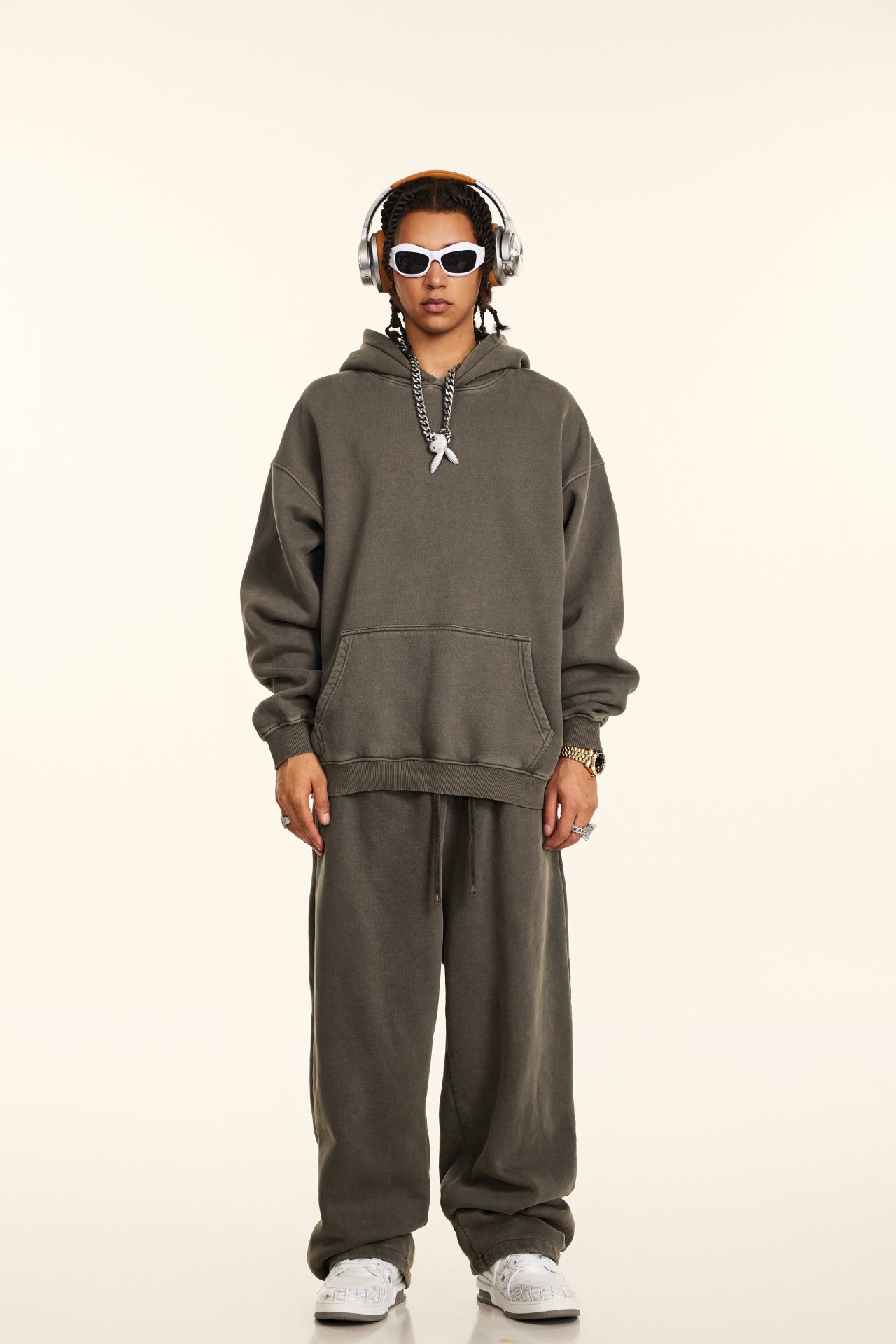 Basic vintage hoodie Coffee
