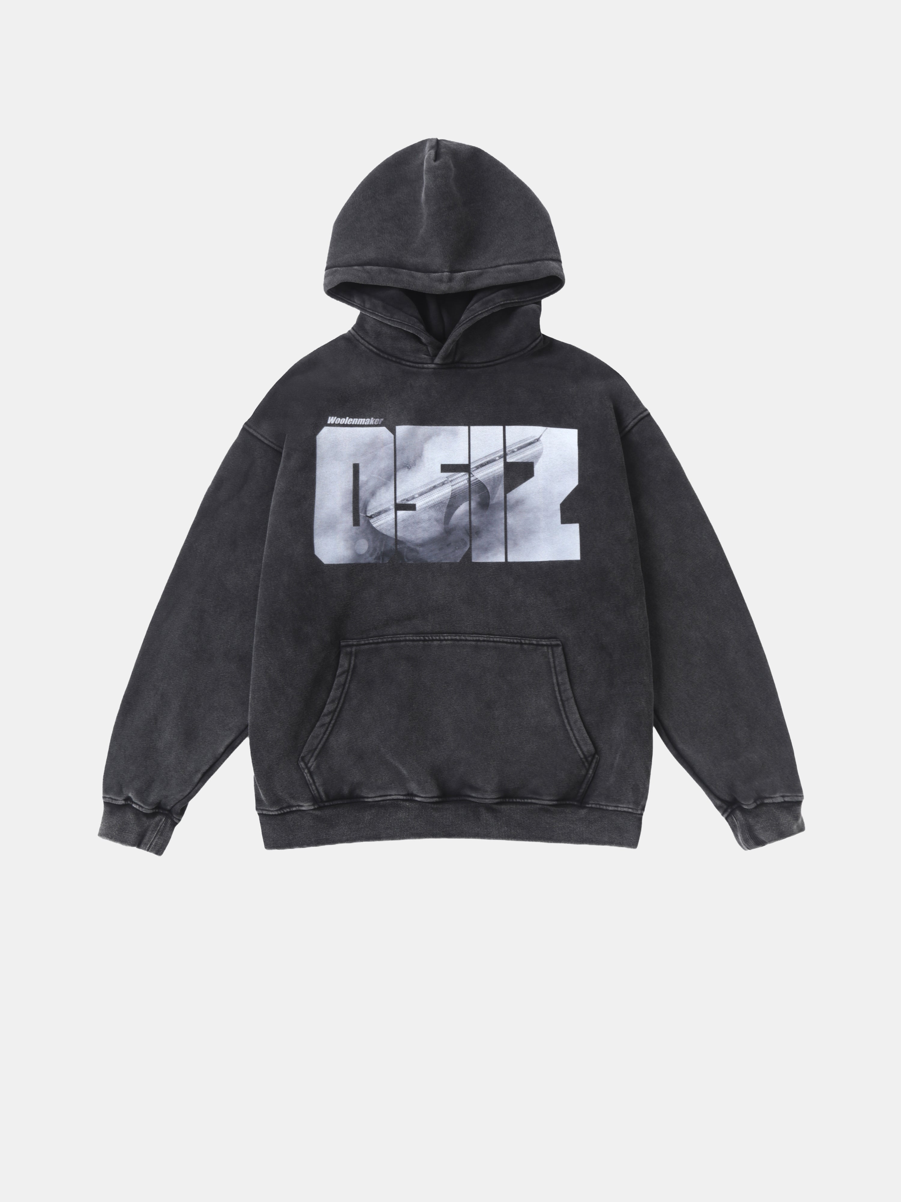 DOWNTOWN Washed Hoodie Black