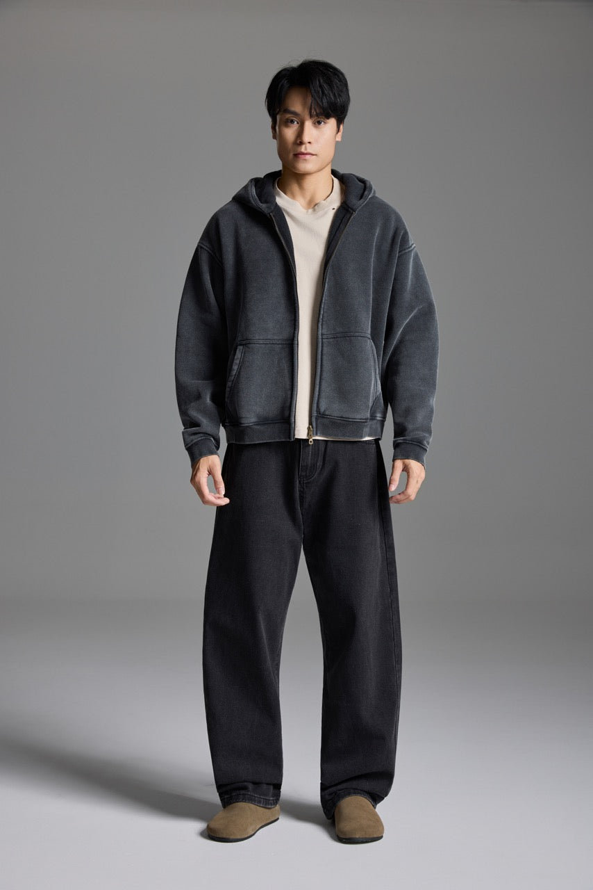 Washed zip hoodie