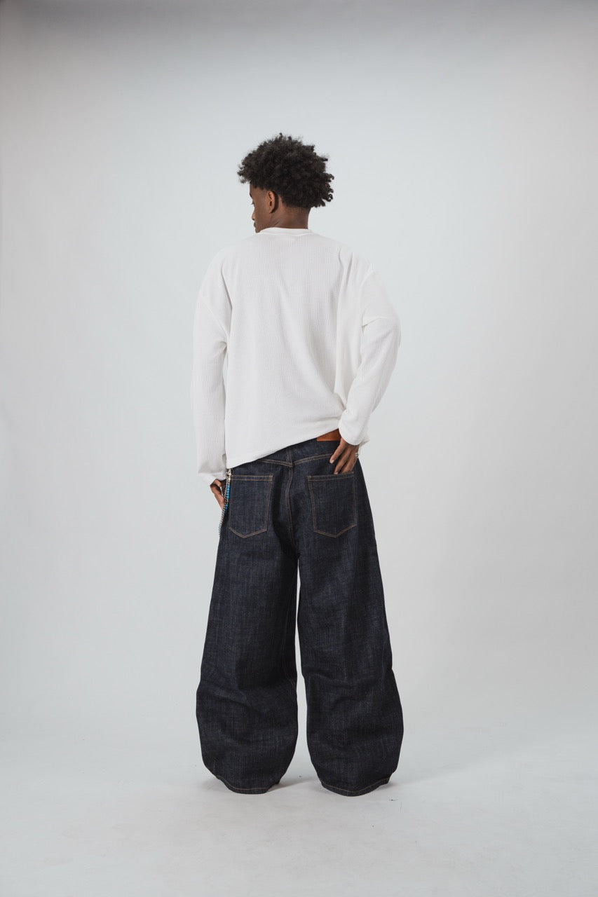Denim de doble rodilla con orillo