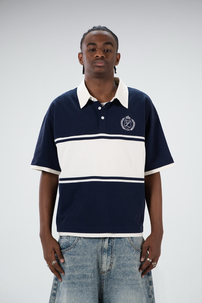 Striped Polo Shirt - Navy