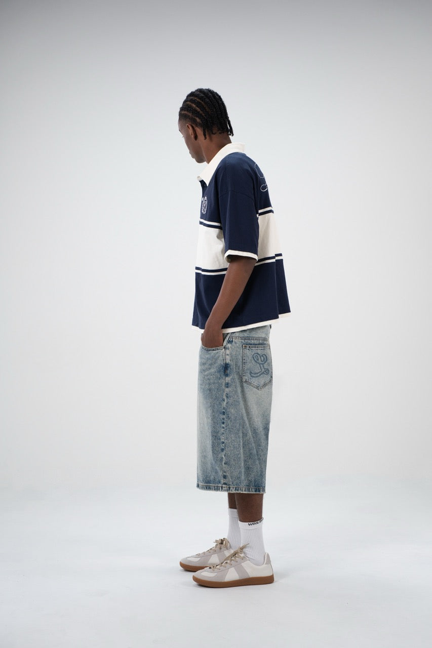 Striped Polo Shirt - Navy