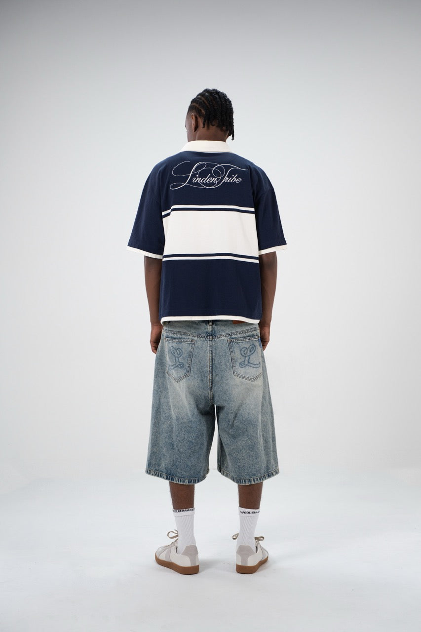 Striped Polo Shirt - Navy