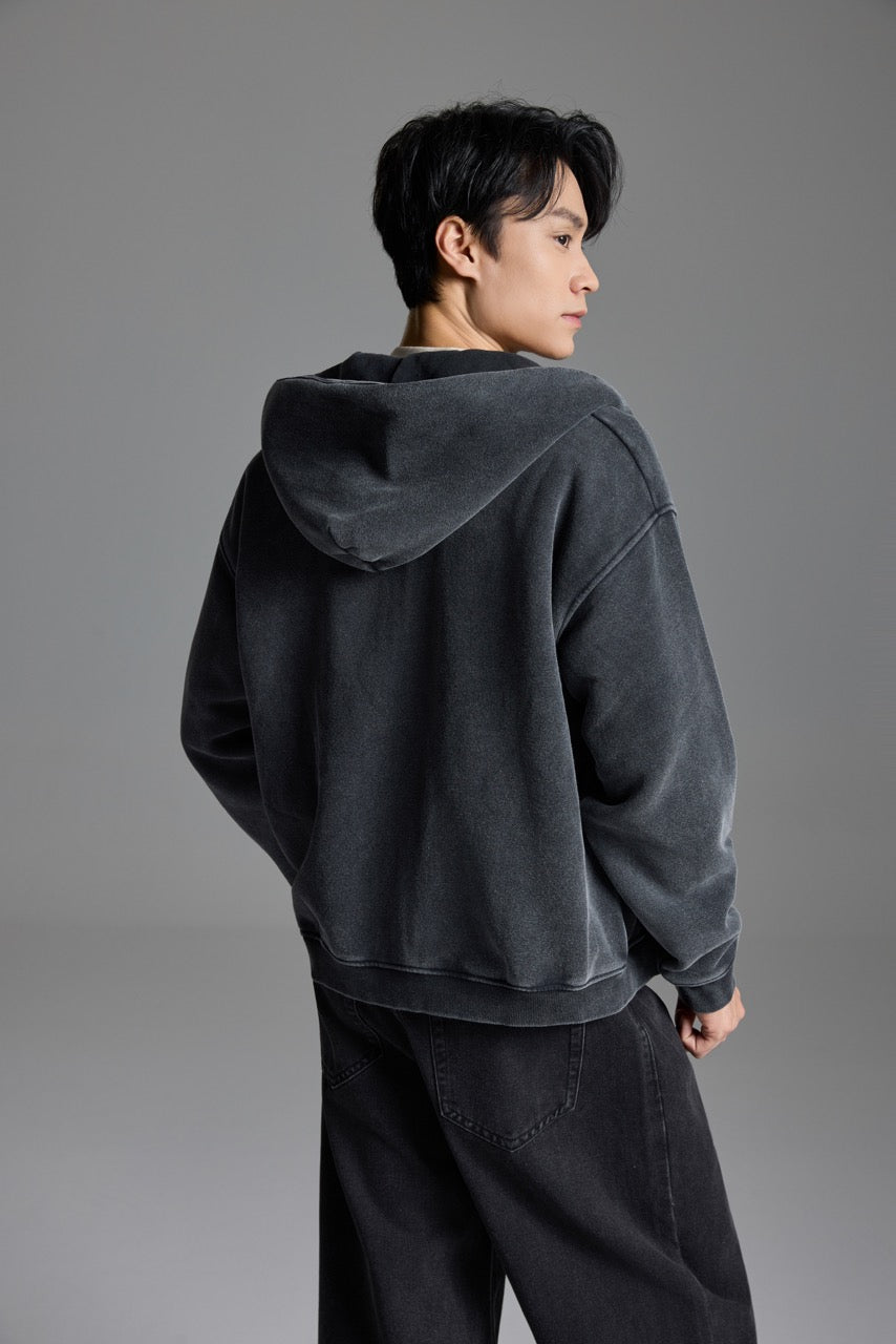Washed zip hoodie
