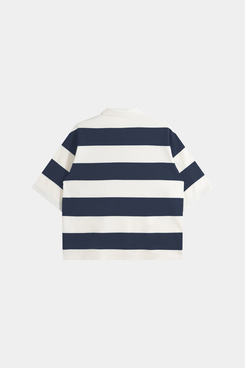 Striped Polo Shirt - Navy