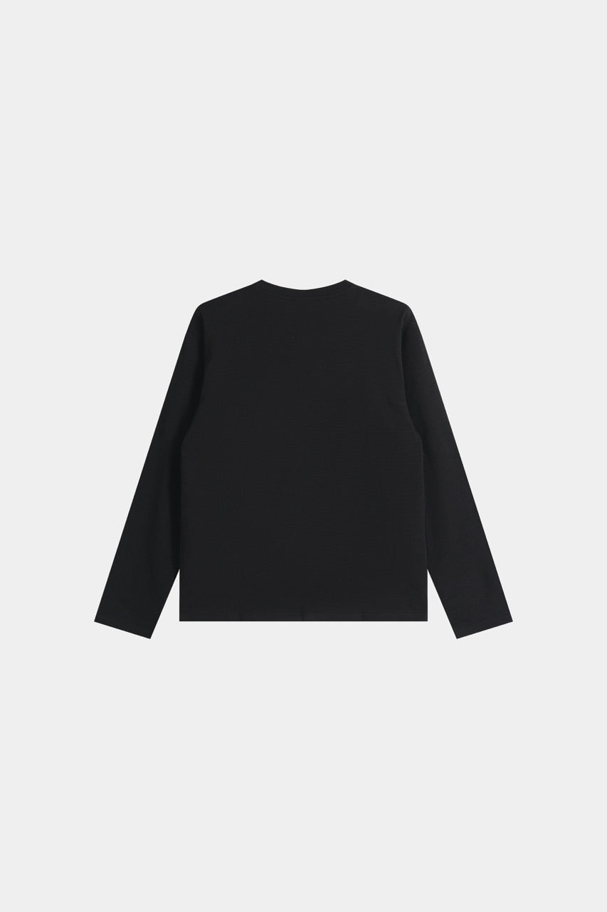 Slub Henley Sweatshirt - Black