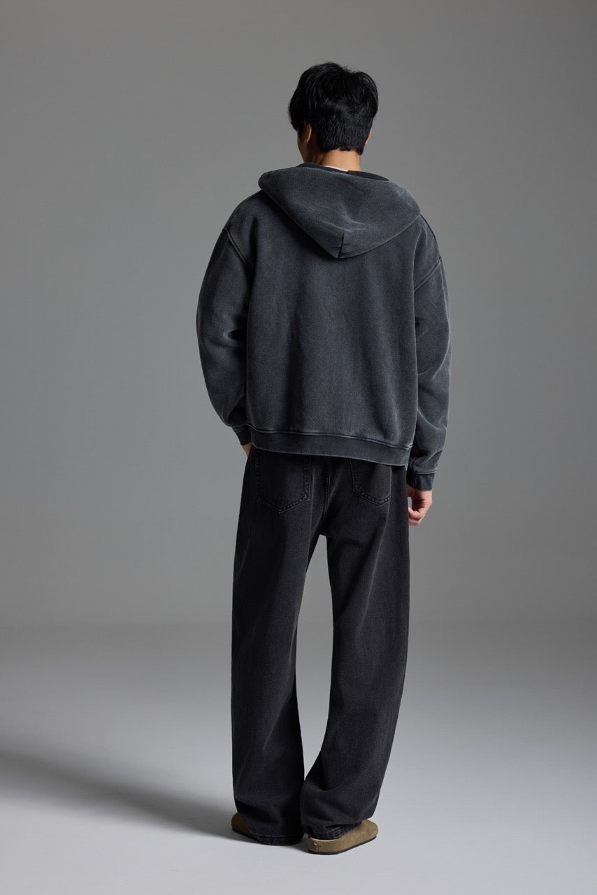 Washed zip hoodie