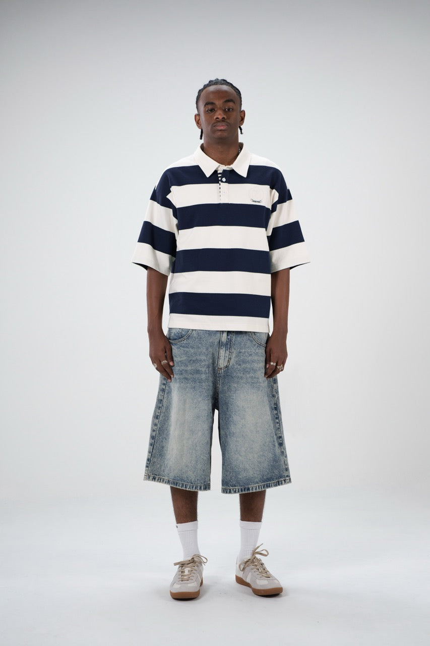Polo rayé bleu marine
