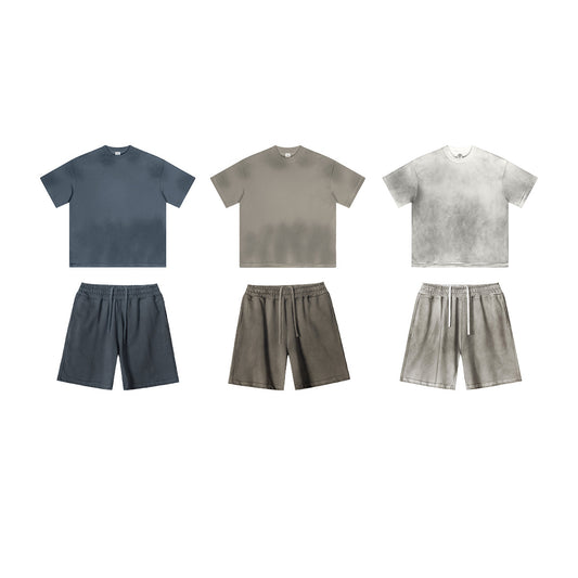 Basic Grunge Washed Tee&Shorts set WM208