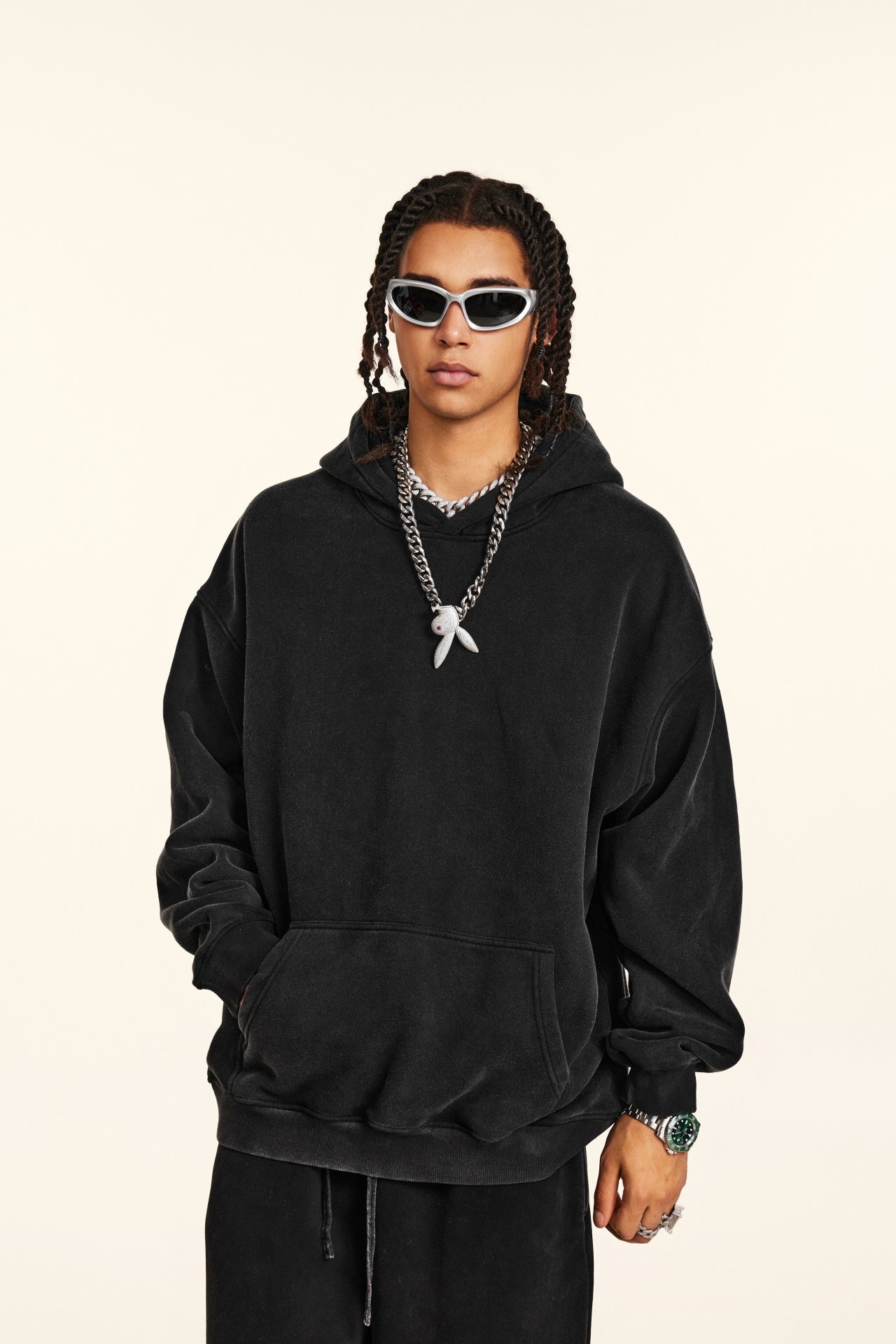 Basic vintage hoodie Black