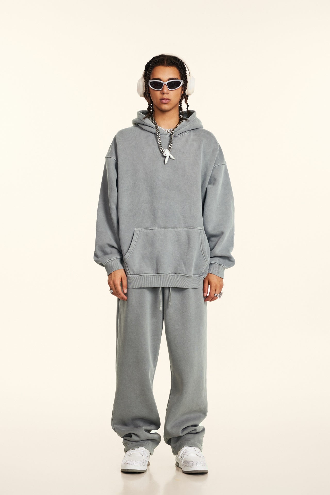 Basic vintage hoodie Grey