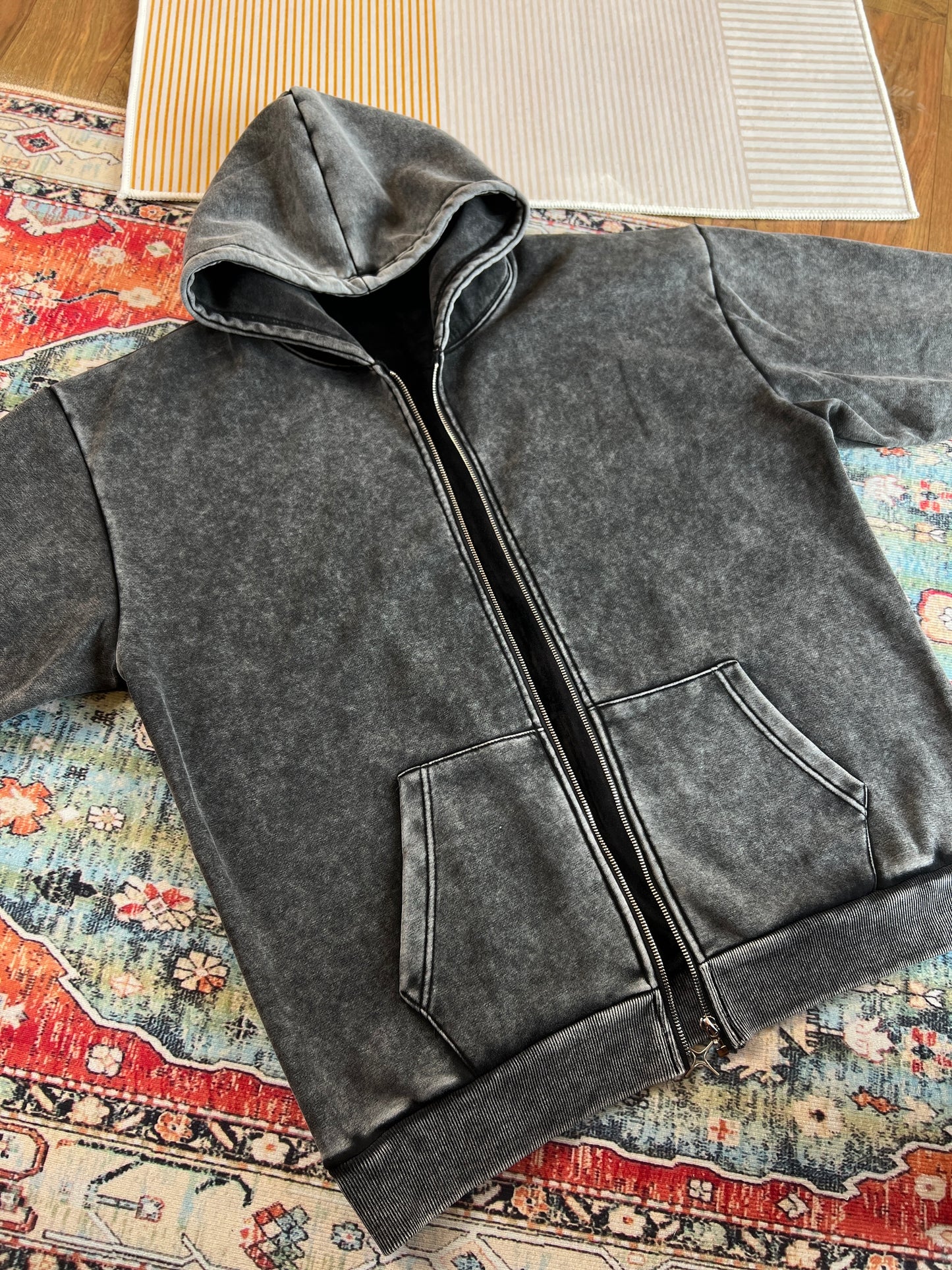 Washed velvet zipper hoodie WM174CYF1219