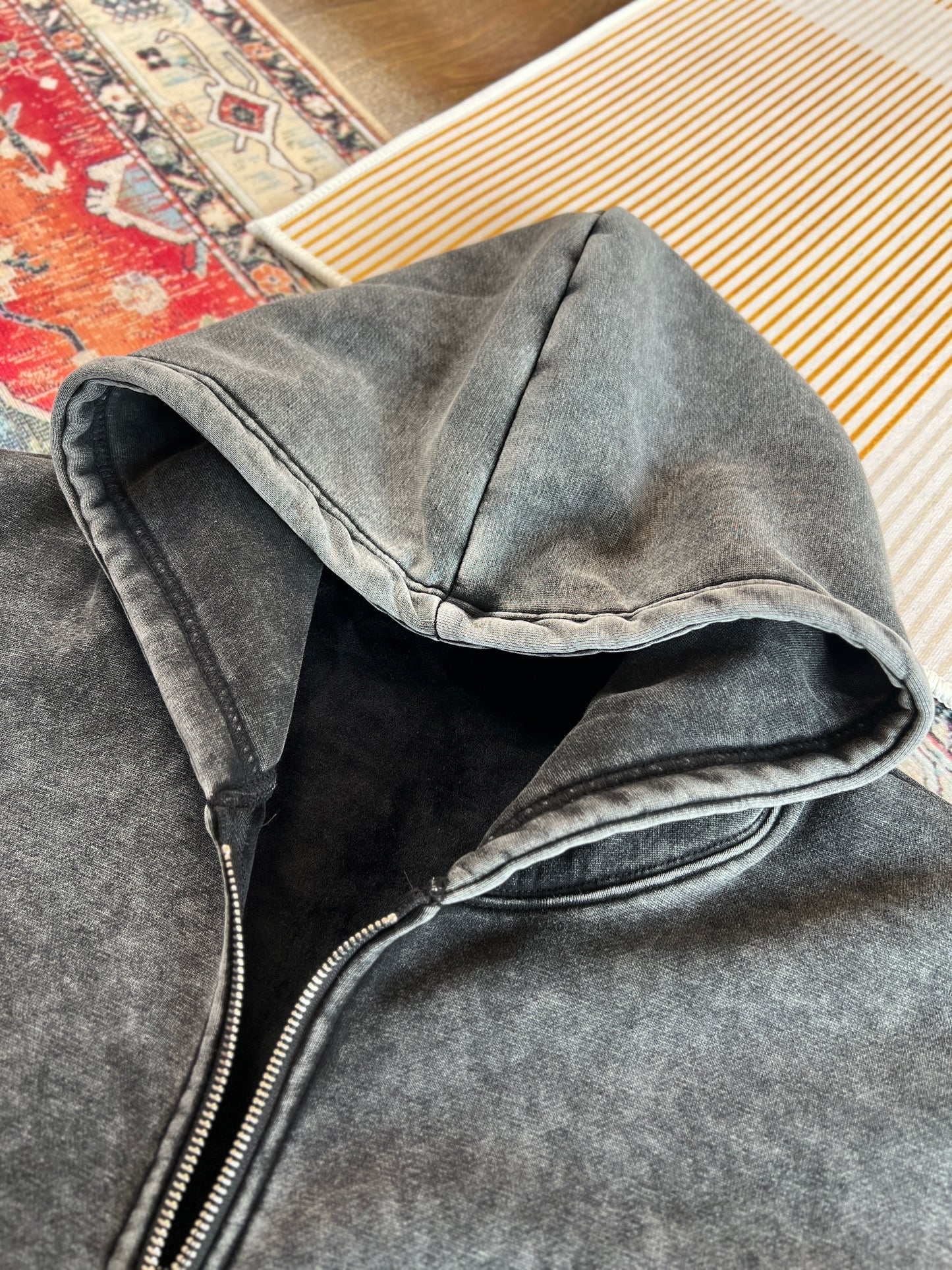 Washed velvet zipper hoodie WM174CYF1219