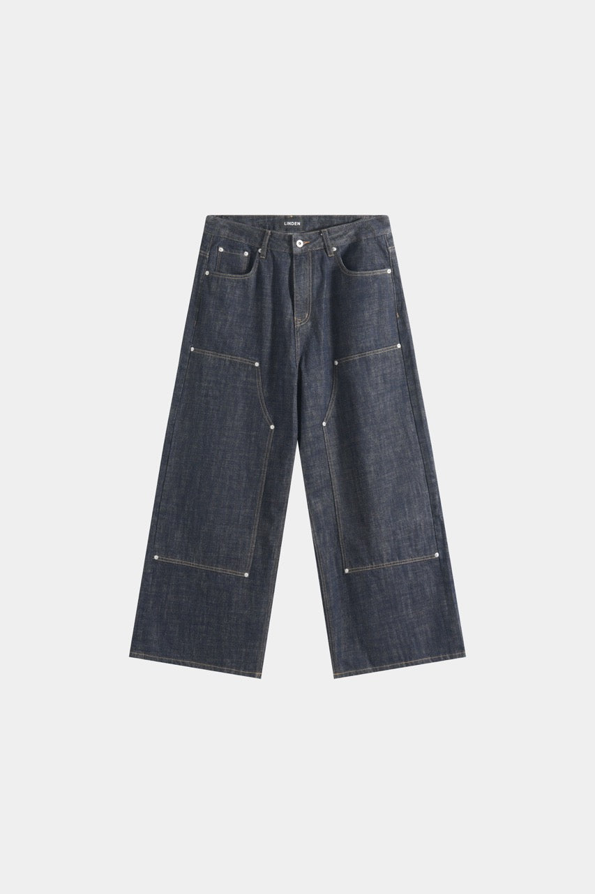 Denim de doble rodilla con orillo