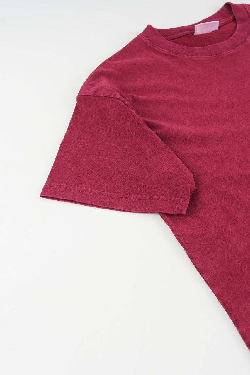 Drop Shoulder T-shirt - Burgundy Red
